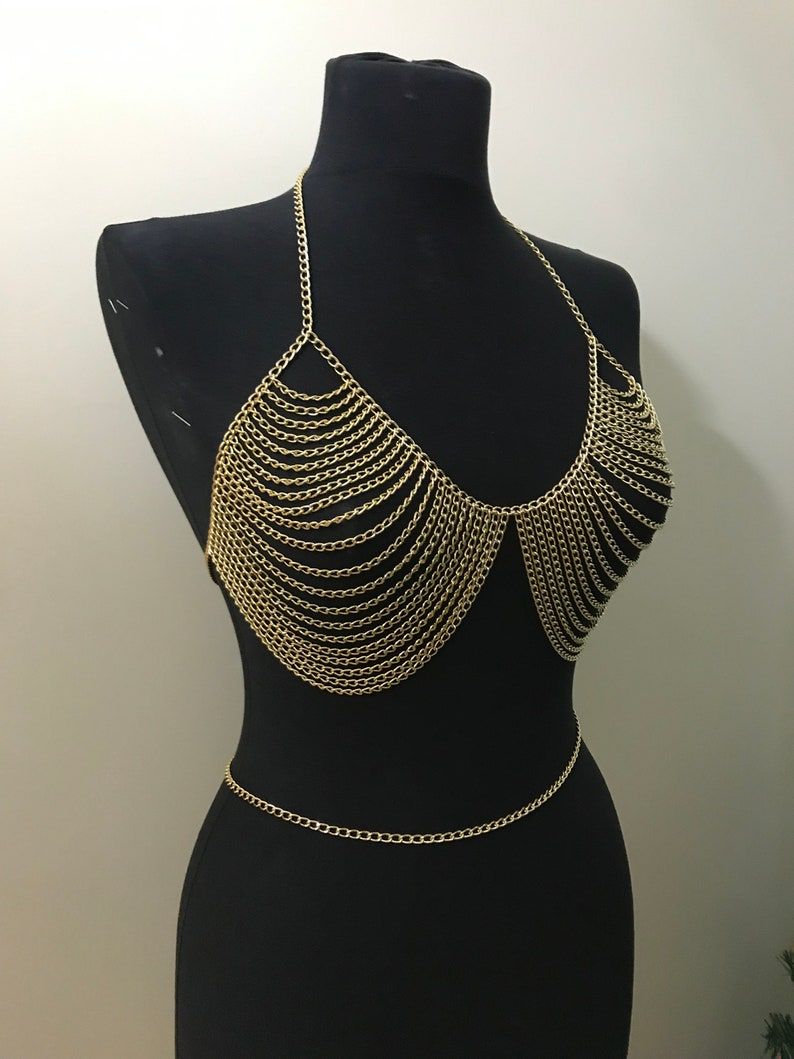 Picture of Chain bra Handmade jewellery chain play suit for your love body jewellry