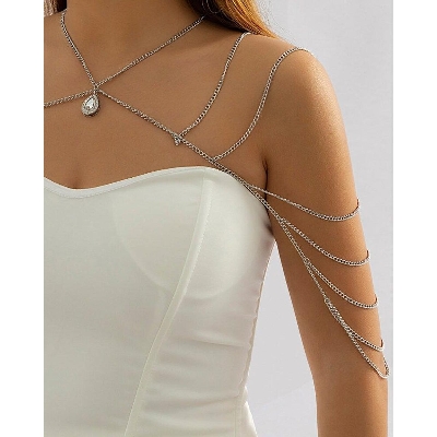 Picture of Shoulder Chain Neckless Fashion Jewellery Stylish Women Necklace Jewellery Chain Play Suit Party Wear Chain - Necklace S