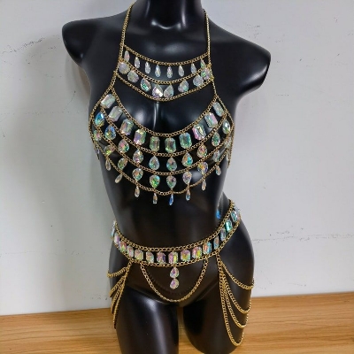 Picture of Premium Quality - Multicolor crestal made body jewellery top to bottom fashion bikini chain dress for Angel - Trend and Need full