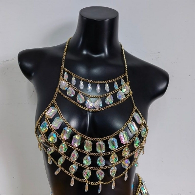 Picture of Premium Quality - Multicolor crestal made body jewellery top to bottom fashion bikini chain dress for Angel - Trend and Need full