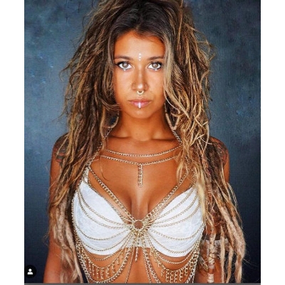 Picture of Body jewellery bara beach bikini chain perfect accessories for festivals, beach and night parties, rave outfit sexy chain bra will complete your look on dancing, festivals, and beach time!