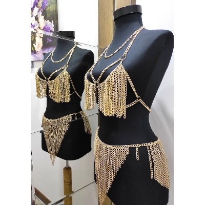 Picture of Tassel Chain Set, Festival Jewelry, Music Festival Body Chain, rave outfit, Burning man