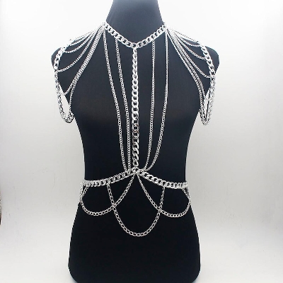 Picture of Understated -Fashionable Tassel Dress Chain Set, Festival Jewelry body chain, shoulder necklace body jewellery- Progressively Better