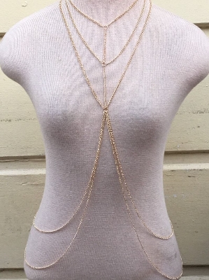 Picture of Yv Lariat Body Chain - Beach summer body jewelry // Double Waist Chain Body Chain body chain