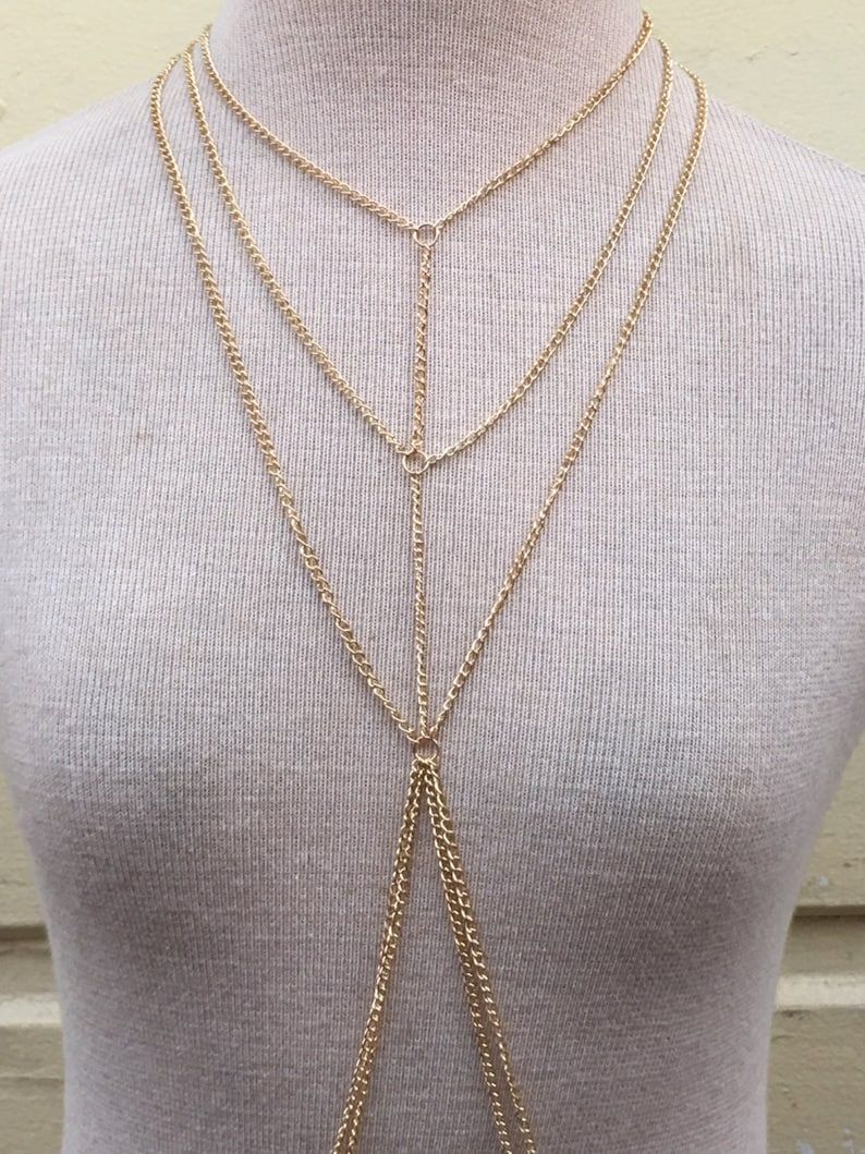 Picture of Yv Lariat Body Chain - Beach summer body jewelry // Double Waist Chain Body Chain body chain