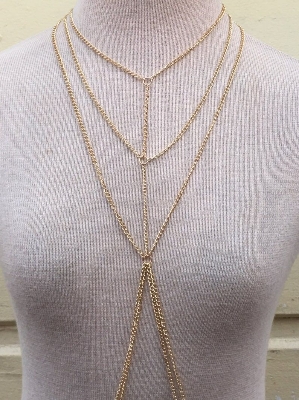 Picture of Yv Lariat Body Chain - Beach summer body jewelry // Double Waist Chain Body Chain body chain