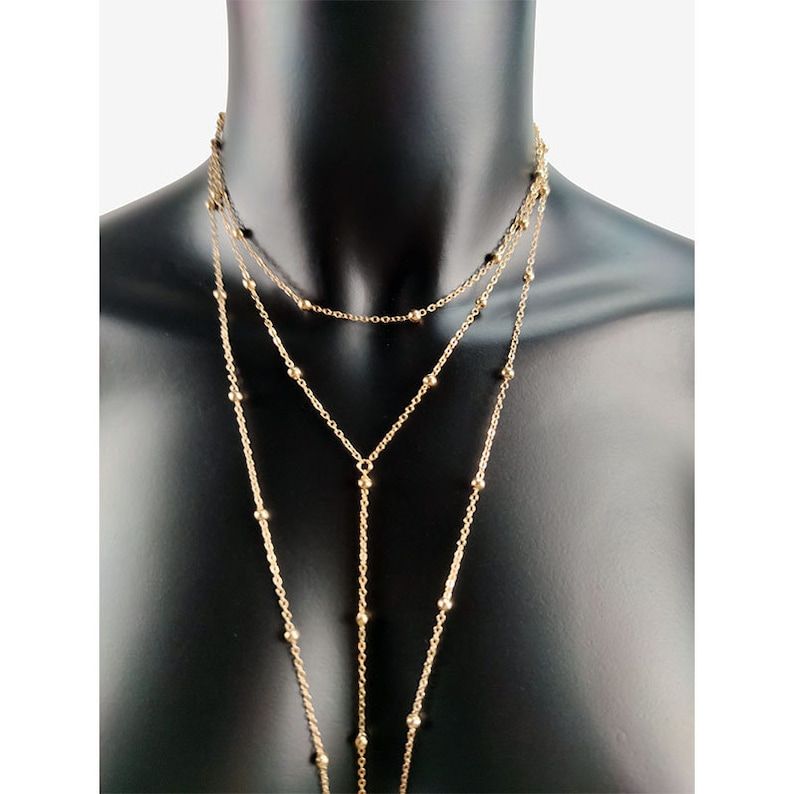 Picture of Layered Body Chain for Women Gold Plated Festival Jewelry Adjustable Necklace
