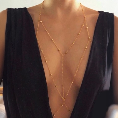 Picture of Stylish Women's Body Jewelry Beachwear Chain Necklace Gold Plated with Adjustable Clasp