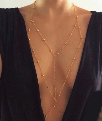 Picture of Stylish Women's Body Jewelry Beachwear Chain Necklace Gold Plated with Adjustable Clasp