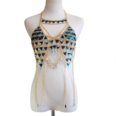 Picture of women fashion Women's rhinestone body chain jewellery, acrylic color bra, adjustable body jewellery for parties, nightclubs, beaches