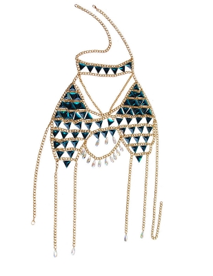 Picture of women fashion Women's rhinestone body chain jewellery, acrylic color bra, adjustable body jewellery for parties, nightclubs, beaches