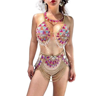 Picture of Women's rhinestone body chain jewellry ,rhinestone bra, adjustable body jewelry for parties, nightclubs, beaches