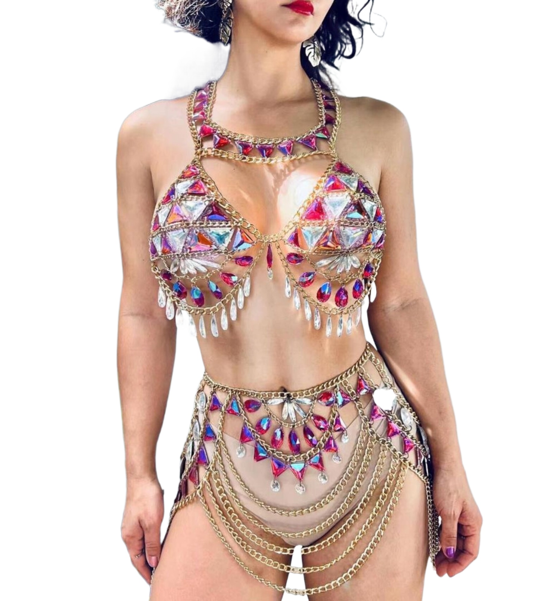 Picture of Women's rhinestone body chain jewellry ,rhinestone bra, adjustable body jewelry for parties, nightclubs, beaches