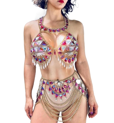 Picture of Women's rhinestone body chain jewellry ,rhinestone bra, adjustable body jewelry for parties, nightclubs, beaches