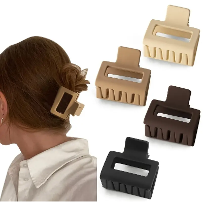 Picture of 12 Pcs mate colour Korean Style Clips For Girl hair claw clip