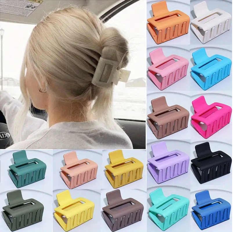 Picture of 12 Pcs mate colour Korean Style Clips For Girl hair claw clip
