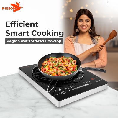 Picture of Pigeon Eva Plus 2000W 3-Ring Infrared Cooker with Time Control, Fire Choice Option, and Feather Touch Operation (Best price)