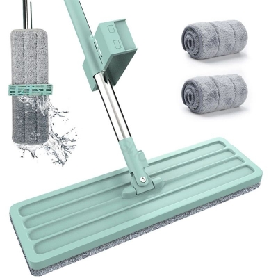 Picture of Free Hand Flat Floor Mop with 2 pcs Washable Microfiber Cleaning Pads