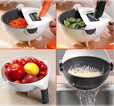 Picture of Multi Functional Vegetable 9 In 1 Drain Basket Magic Rotate Vegetable Cutter