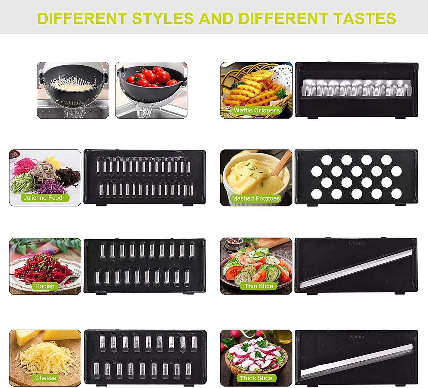 Picture of Multi Functional Vegetable 9 In 1 Drain Basket Magic Rotate Vegetable Cutter