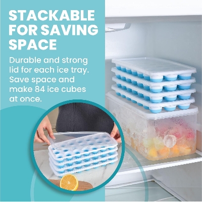 Picture of Silicone Ice Cube Tray With Lid 36 Nugget Ice Tray for Freezer With Easy Release