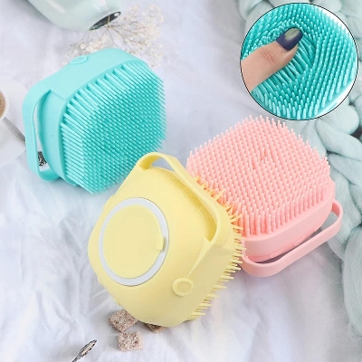 Picture of Silicone soft bath brush with soap dispenser for pet