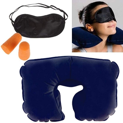 Picture of 3 In 1 Travel Kit With Pillow, Ear Buds &  Eye Mask