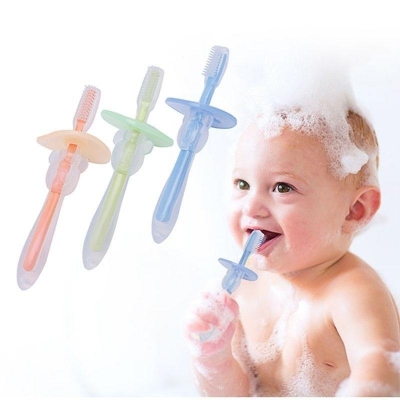 Picture of Baby Teether Training Teeth Soft Toothbrush Brush Safe Bendable food grade silicone baby soft Toothbrush 1pcs CN multicolor