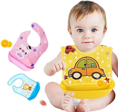 Picture of Baby Bib With Pocket Silicone Waterproof Color And Shape Changing