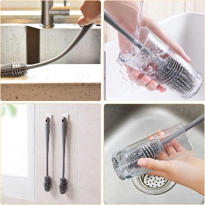 Picture of Silicone Bottle Cleaning Brush to thoroughly clean bottles, jars, and other containers.