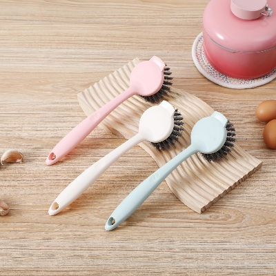 Picture of Multifunctional Kitchen Dish Scrubber Brush with Built-in Scraper, Dish Brush with Handle,Kitchen Scrub Brushes for Cleaning, Dish Scrubber with Stiff Bristles for Sink, Pots, Pans 1pcs