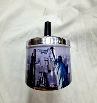 Picture of Car Creative Tyre Hub Rotating Style Fashion Ash Tray Alloy Round Smokeless Press Up Ashtray