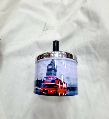 Picture of Car Creative Tyre Hub Rotating Style Fashion Ash Tray Alloy Round Smokeless Press Up Ashtray