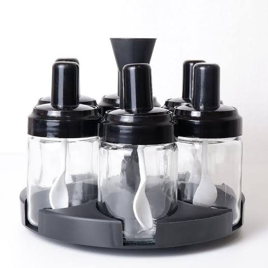 Picture of 6 Pieces Spice Jars Seasonning Box Condiment Jar With Lids Spoon Kitchen Bottle