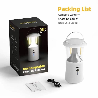 Picture of One multi-functional multi-color LED camping lamp with three outdoor lights, 360 degree rotating emergency lighting and also foldable