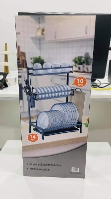 Picture of Dish Drying Rack 3-Tier Dish Rack with Utensil Holder, Cutting Board Holder and Dish Drainer for Kitchen Counter (Black, 3 layer)