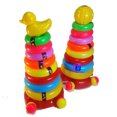 Picture of 1Pcs Colorful Ring Stacking Pyramid Toy for Kids- Rainbow Stack Ring Pyramid - Baby Toys