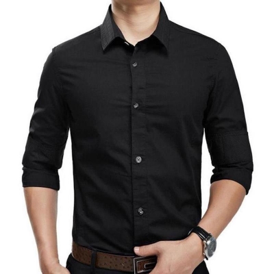 Picture of Mixed Cotton Solid color Men's Full Sleeve Formal Shirt