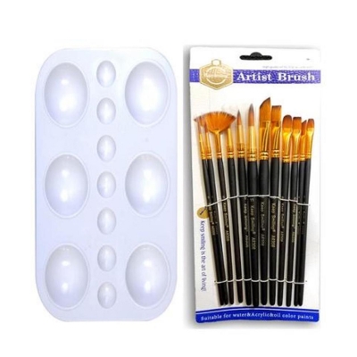 Picture of CANVAS.12 Pcs Paint Brush Set and 1 Pieces Artist Color Palette