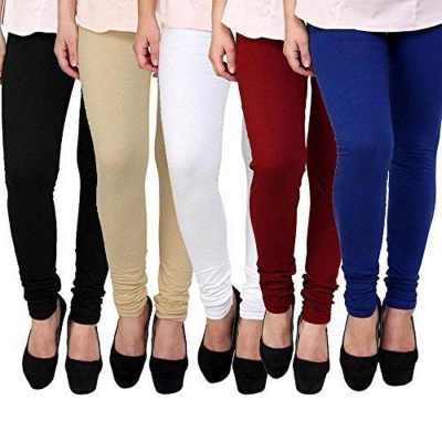 Picture of Super weston Women's Cotton Churidar Leggings ( Multicolour, Free Size) -Combo Pack of 5