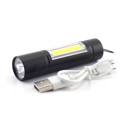 Picture of MULTI FUNCTIONAL USB Rechargeable LED Mini Flashlight - Torchlight + COB LED Torchlight Micro USB Charging System - Torch Light