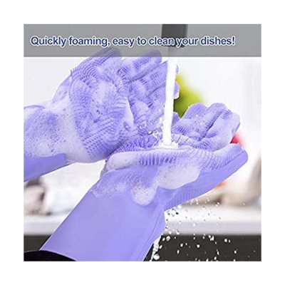 Picture of Silicone Dish Washing Kitchen Multipurpose Hand Gloves 1 pair - Hand Gloves - Hand Gloves - Hand Gloves