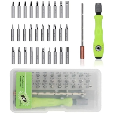 Picture of 32 In 1 Multipurpose Screwdriver kit Electronic Repair Tool - Green & Silver