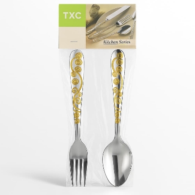 Picture of TXC Stainless Steel Spoon & Fork Set – Gold Design 12pcs combo