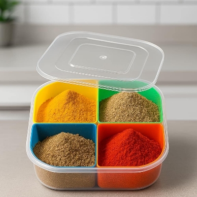 Picture of Mosala Dani Square Box – 1 Pc BP Plastic with 4 Small Spice Bowls