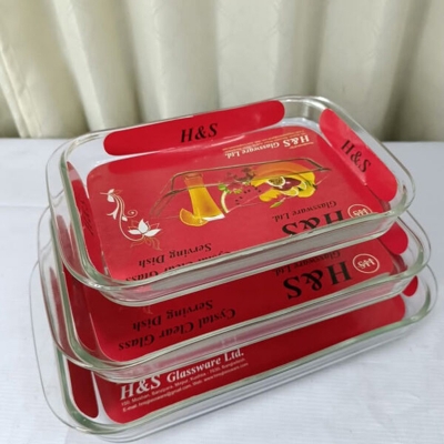 Picture of H&S Glassware Ltd. 3-piece Crystal Clear Glass Serving Dish Set