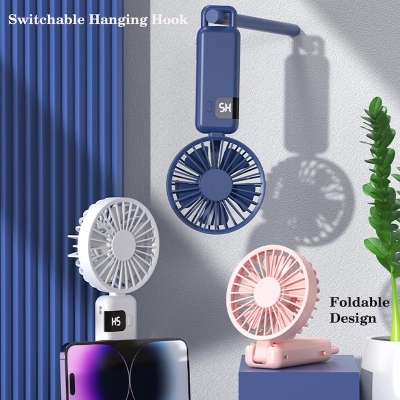 Picture of Portable Handheld Fan 5 Adjustable Speed Rechargeable Mini Fan 90° Angle Adjustment Foldable Fan Quiet Personal Fan