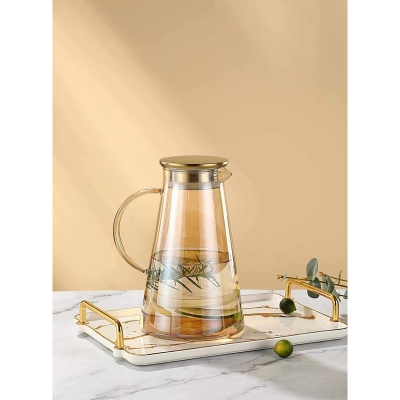 Picture of Progressive - 1400ml 47.3oz DELI Borosilicate Custom Teapot Bottles Large Water Milk Glass Jug with Lid - Kitchen & Dining