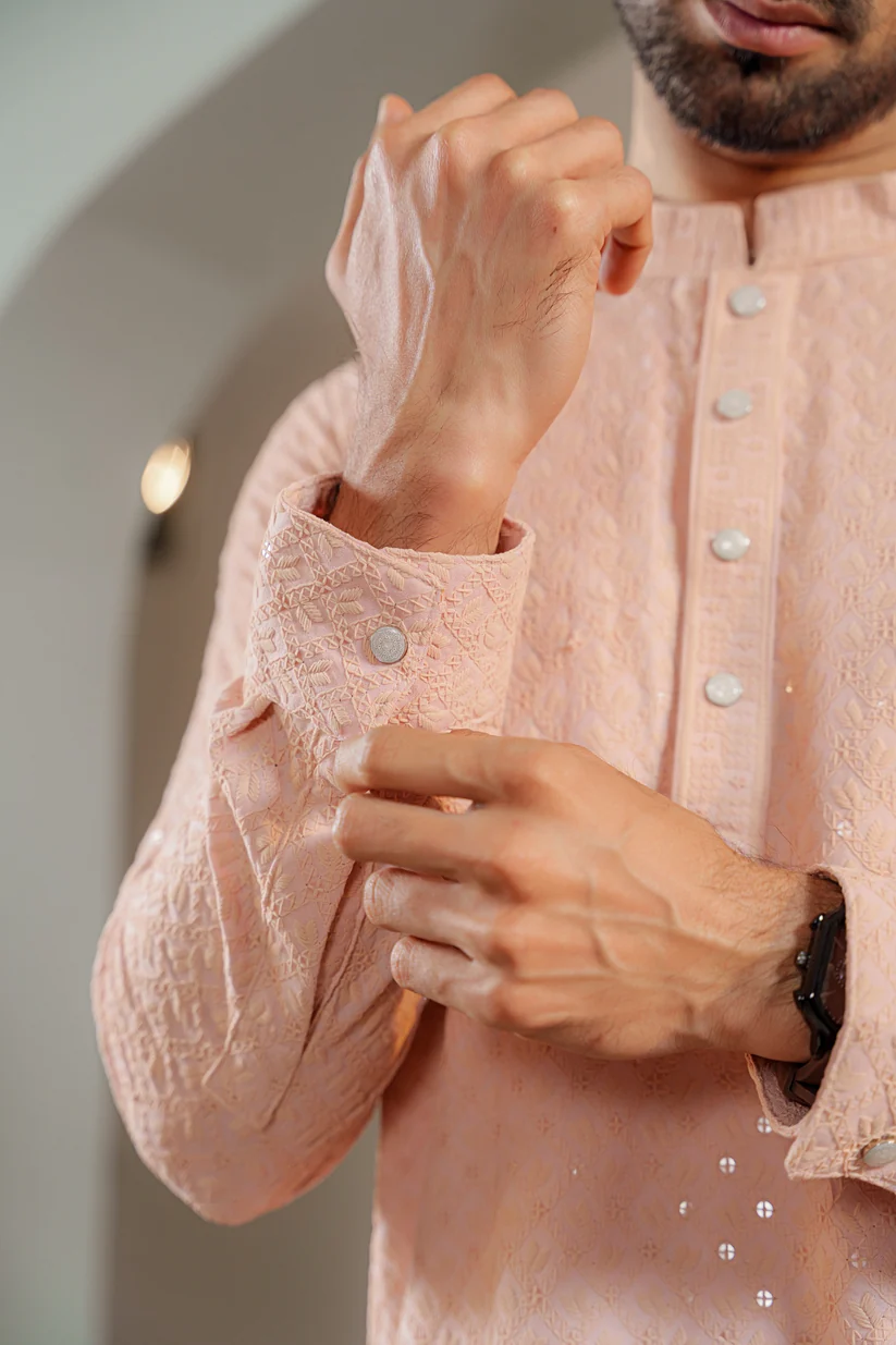 Picture of Ayaaz Embroidered Panjabi – Peach