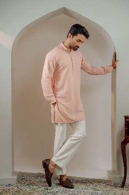 Picture of Ayaaz Embroidered Panjabi – Peach